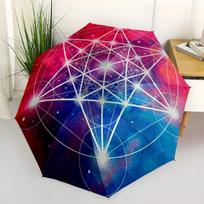 Colorful Sacred Geometry Art Print: Vibrant Mandala Design for WallsUmbrella with Cute Design,Portable 3-Fold Compact Umbrella for Men&Women