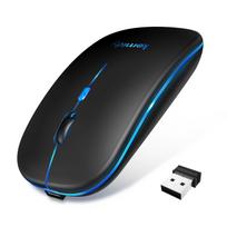 Wireless Mouse [Ultra-thin, Silent, High Sensitivity] Bluetooth 5.3 2.4GHz Type-C Rechargeable Silent Click 3-Stage DPI 7-Color LED Light Small