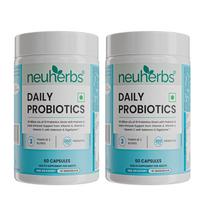 Neuherbs Daily Probiotics 30 Billion CFU Digestive Support Capsules for Bloating Relief and Immune Health Pack of 2 X 60 Capsules