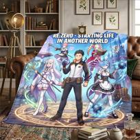 Re Zero Flannel Blanket Warm Comfortable Printed, For Bedrooms, Travel -HE45 75x90cm