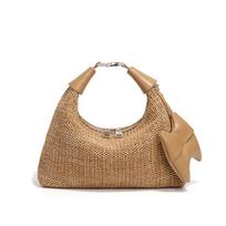 Summer Seaside Raffia Hand-held Lunch Box Bag, Casual and Versatile, Single-shoulder Armpit Bag, Fashionable Straw Woven Dumpling Bag