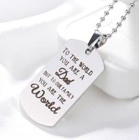 European Military Dad Tag Engraved Pendant Necklace