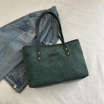 Stylish Corduroy Shoulder Bag Large Capacity Tote Bag for Women Retro Commuter Purse Fall Fashi Simple Casual Handbag žalia