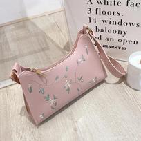 Summer Lace Floral Stitching Shoulder Bag for Women Soft PU Leather Underarm Bags Beach Travel Handbag Girls Small Tote Bag