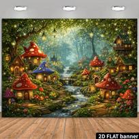 2D Magical Mushroom Fairy Forest Backdrop Photography Background 47.2x31.5inch/120*80cm