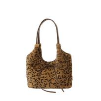 Fashiable Furry Tote Bag Women Korean Style Leopard Print Shoulder Bag Large Capacity Texture and Versatile Designer Bags ruda
