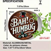 Planetjuice Retro Round Metal Sign Bah Humbug Vintage Christmas Wall Art Decor 20x20