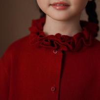 Hacikis Girls' Half-Turtleneck Knit Cardigan Sweater 130 vyno raudonos spalvos