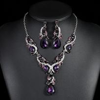 Crystal Water Drop Necklace Earrings Set Exaggerated Women's Necklace  Banquet