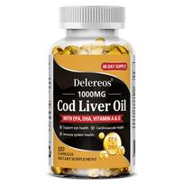 Cod Liver Oil Dietary Supplement, With Vitamin A, D3, 120 Softgels Per Bottle 120 Capsules