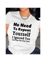 Funny Graphic Tee For Wounisex Ignored Just Fine Comfy T-Shirt Fit Casual Aesthetic Clothes S