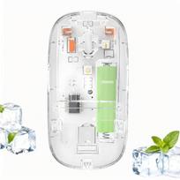 Wireless Mouse, Bluetooth2.4G, Transparent, Rechargeable, Silent, Power-Saving, Slim Design, 800-1200-1600 DPI Switching, Battery Level Display,
