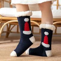 Thickened Fleece Lined Non Slip Floor Socks for Women Winter Warm Cozy Indoor Socks Soft Plush Snowflake Patterned Socks for Home Use One Size