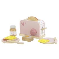 Edute Pretend Play Bread Toaster with Twisting Knob - Wooden Toy, Educational Toy, Pretend Play Set, Ages 2-3, LabelLabel, Pink