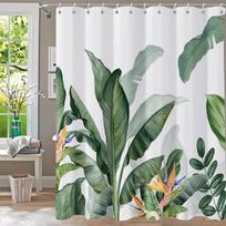 1 pc Green Plants, Leaves and Flowers Shower Curta With Hooks Bathroom Curta Printing Shower Curtain Home Decor Curtain (as the picture,90x180cm-35x70in)