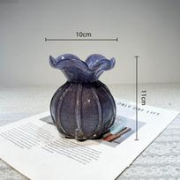 Glass Vase Purple Gold Foil Wrinkled Flower Bud Hydroponics Terrarium Flower Arrangement Accessories Home Decoration Flowerpot