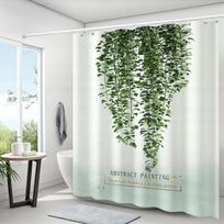 Shower Curtain Green Plants Watercolor for Bathroom, Modern Simplicity Waterproof Fabric Shower Curtain Set with Hooks 90x180
