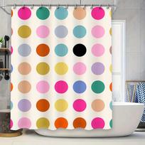 Colorful Polka Dot Shower Curtain Set for Bathroom Decor Multicolor Circular Pattern Plastic Hooks Included 72 x 72 White Base F (as the picture,90x180cm)