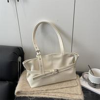 Faux Leather Tote Bag for Women, Minimalist Commute Shoulder Handbag, Spacious Office Work Purse balta