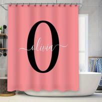Custom Name Personalized Bath Shower Curtain for Kids Girls Bedroom Decor Pink Color with Black 'O' Letter Design by Olivia (Len (as the picture,90x180cm)