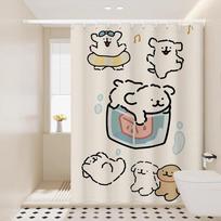 VIKAM Adorable Puppy Series Shower Curtain Mould-Resistant & Waterproof Ideal for Bathroom Partition Curta Home Decor (as the picture,90x180cm 35x70inch)