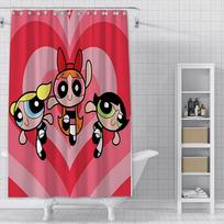 Shower Powerpuffs Girlss Curtain Waterproof Polyester Fabric Paint Colorful Bath Curta Home Bathroom Decor Curtain With Hook (as the picture,YL90x180cm)