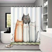 Cute Hand-painted Colorful Cat Shower Curtain Set,Easy to Clean, No Drilling Installation 48x72inch 120x180cm