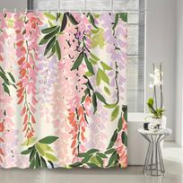 Elegant Pink and White Cherry Blossom Design Waterproof Shower Curtain – Perfect for Bringing Springtime Beauty to Your Bathroom (as the picture,W90XH180cm)