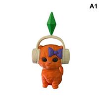 3D Printed Dancing Cat Headphones Statue Modern Cat Ornament for Desk Living Room Creative Gift for Pet Lovers Home Decor