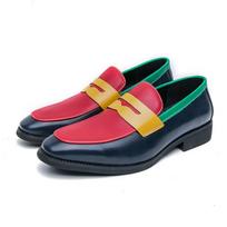 Men's loafers large size new casual leather shoes fashion color matching one-pedal lazy shoes men's fringed shoes 38