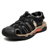 Summer new breathable men's outdoor sports large size first-layer cowhide bag head beach sandals 38