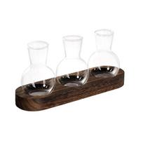 Transparent Hydroponics Glass Vase with Wooden Tray Bud Vases Plant Terrarium Propagation Station Desktop Decorating Vase