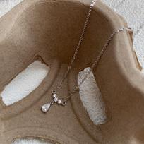 S999 Sterling Silver Zircon Water Drop Necklace – Elegant Light Luxury Clavicle Chain for Women Pure Silver