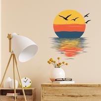 Beautiful Sunset Sunset Glow Wall Sticker For Living Room Decoration Art Decals Bedroom Home Decor Beautify Self-adhesive Poster (as the picture,30x30cm)