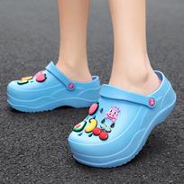 Women's 7CM Height-Increasing Cute Cartoon Clog Sandals - Lightweight, Breathable, Closed-Toe Beach Slippers 40 mėlyna