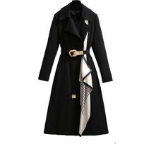 Women Casual Outwear Lapel Trench Parka Coat Jacket Female Elegant Long Coat Ladies Overcoat S