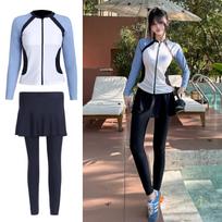 Women's Two-Piece Surf Suit with Long Pants and Sleeves - Sun Protection, Quick Dry, Slimming, Jellyfish-Resistant. XL