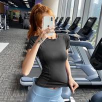 2026 summer new slim yoga clothes sports fitness clothes tight running outdoor tops tight women's short sleeves S