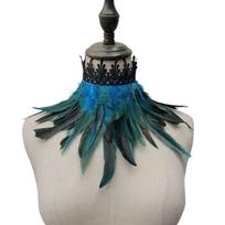 Natural Gothic Stage Performance Punk Cosplay Props Feather Choker Lace Collar Neck Wrap Necklace