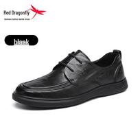 Red Dragonfly Men's British Style Genuine Leather Fleece-Lined Derby Shoes 42
