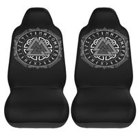 Viking Valknut Yggdrasil Tree of Life Round Car Seat Covers for Women Man Universal Auto Front Seats Protector Fits for Car SUV juoda