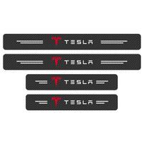 4pcs Carbon Fiber Car Threshold Protection Sticker Car Accessories For Tesla Model 3 Model S Model X Y Roadster Performance