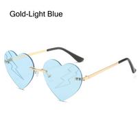 Cut-Edge Halloween Glasses Metal Party and Masquerade Lightning Heart Sunglasses Frameless Ocean Lens Gradient Heart Shades