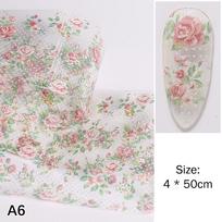 1Pc 100cm Rose Tulip Flower Nail Transfer Foils Sticker Floral Nail Wraps Decal Nail Art Decorations