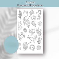 Flowers and Ocean Embroidery Pattern Stitching Embroidery Paper DIY Sewing Supplies Colorful Water Soluble Paper