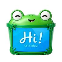 Novelty Cartoon Frog Popcorn Bucket Container with Lid and Handle for Movie Theater Snack Storage and Party Use Durable Plastic Design One Size
