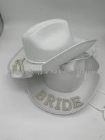 Rhinestone Bride Cowboy Hat - White Denim Western Wedding Hat Zhejiang Jinhua