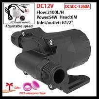 DC12/24V Brushless Submersible Pump, Silent Adjustable Speed 2100-2400L/H, IP68 Waterproof, EU Plug Optional DC50C