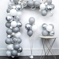 T02C!Gray White Balloon Garland Kit Metallic Silver Aluminium Foil Balloon Wedding Birthday Party Baby Shower Decoration