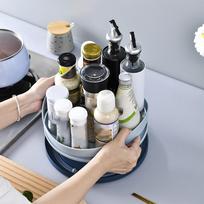 T02C!Kitchen Spice Storage Tray Rotating Cosmetic Organizer Box 360-Degree Rotation Tray Bathroom Storage Organizer